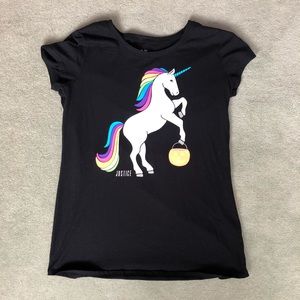 Justice multi- colored Halloween shortsleeved top.